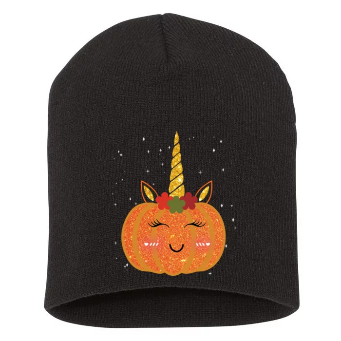 Cute Pumpkin Unicorn Halloween Short Acrylic Beanie