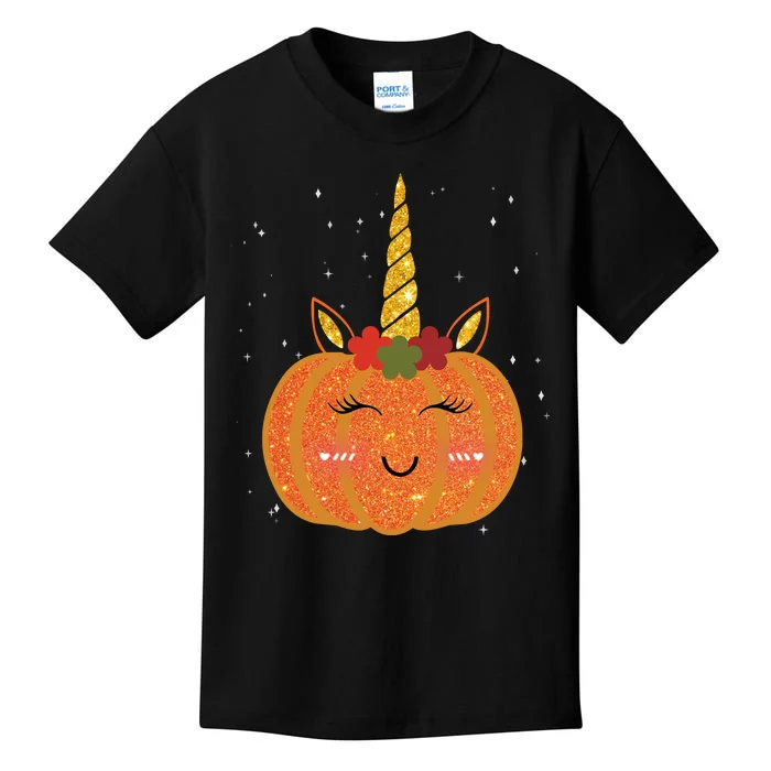 Cute Pumpkin Unicorn Halloween Kids T-Shirt