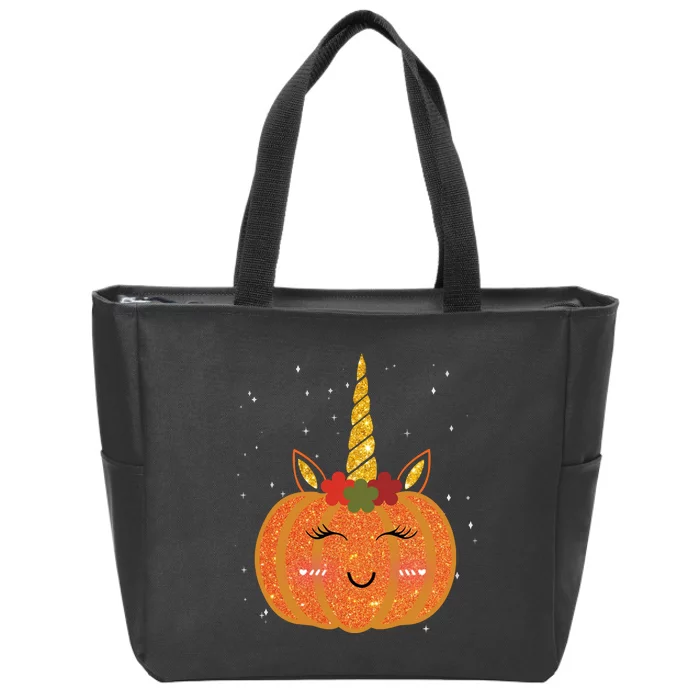 Cute Pumpkin Unicorn Halloween Zip Tote Bag