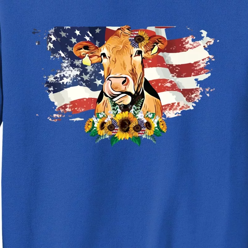 Cow Patriotic Usa Flag Gift Tall Sweatshirt