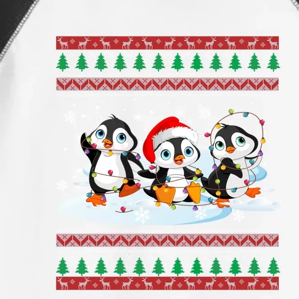 Cute Penguin Ugly Christmas Sweater Xmas Light Penguin Lover Gift Toddler Fine Jersey T-Shirt