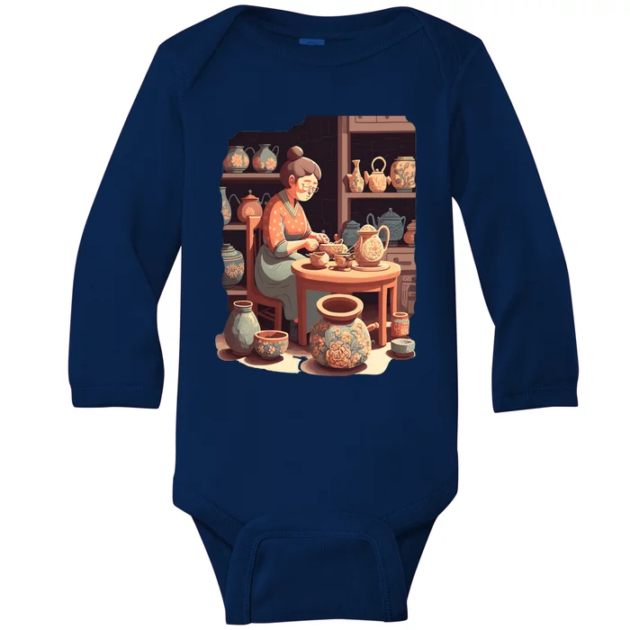 Claymaker Pottery Vintage Pottery Mom Meaningful Gift Baby Long Sleeve Bodysuit