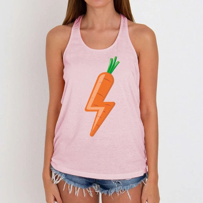 Carrot Power Vegan Cute I Love Veggies Gift Great Gift Women's Knotted Racerback Tank