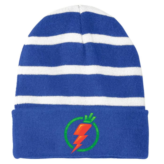 Carrot Power Vegan Funny Gift Cute I Love Veggies Funny Gift Striped Beanie with Solid Band