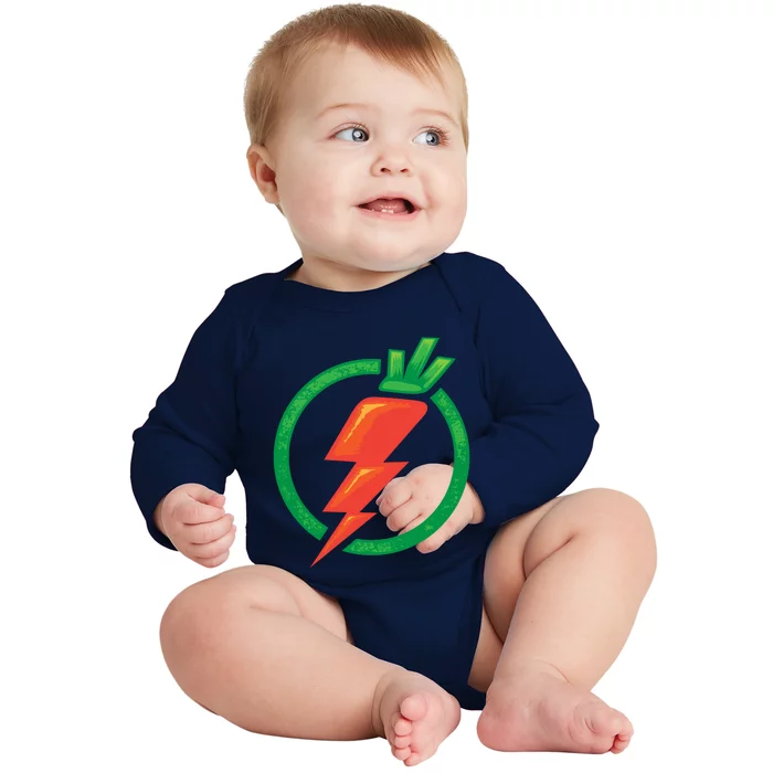 Carrot Power Vegan Funny Gift Cute I Love Veggies Funny Gift Baby Long Sleeve Bodysuit