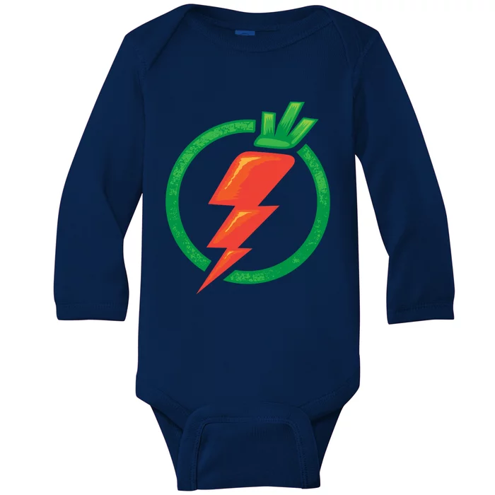 Carrot Power Vegan Funny Gift Cute I Love Veggies Funny Gift Baby Long Sleeve Bodysuit