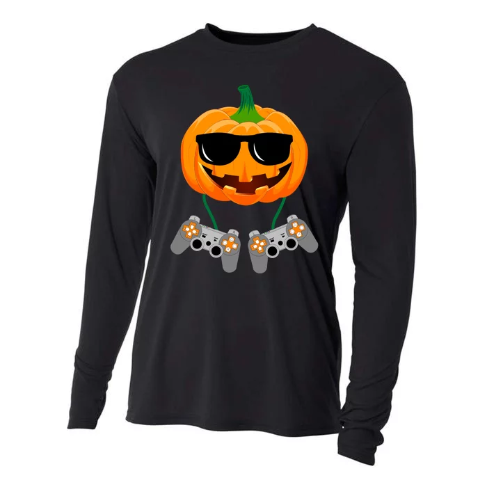 Cool Pumpkin Video Gamer Cooling Performance Long Sleeve Crew