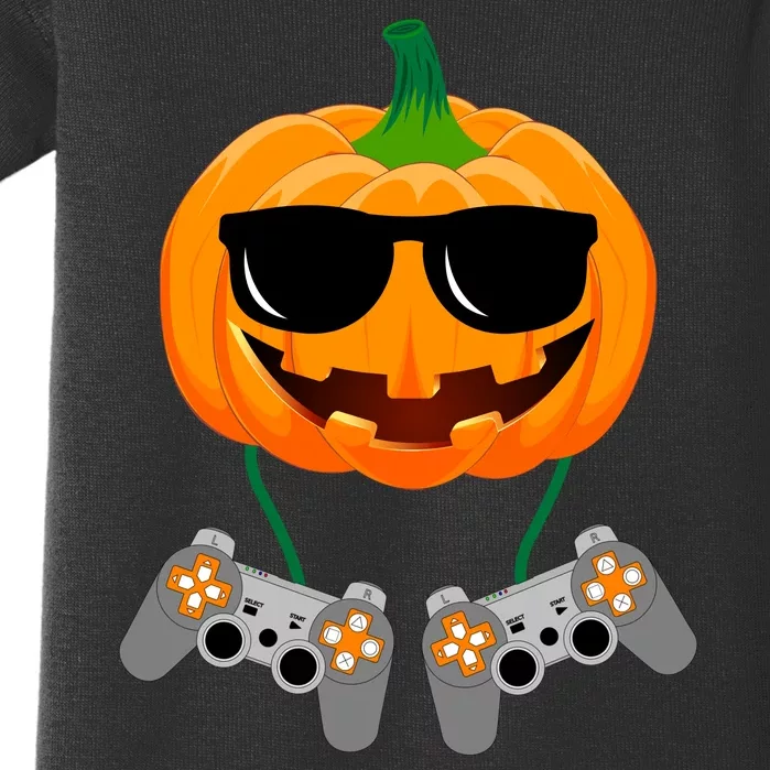 Cool Pumpkin Video Gamer Baby Bodysuit