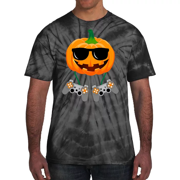 Cool Pumpkin Video Gamer Tie-Dye T-Shirt