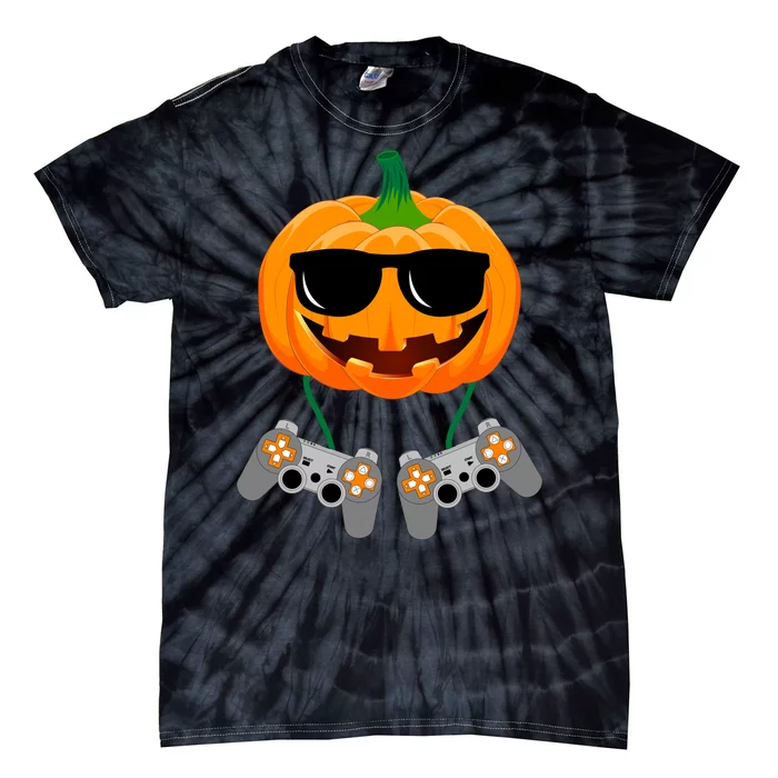 Cool Pumpkin Video Gamer Tie-Dye T-Shirt