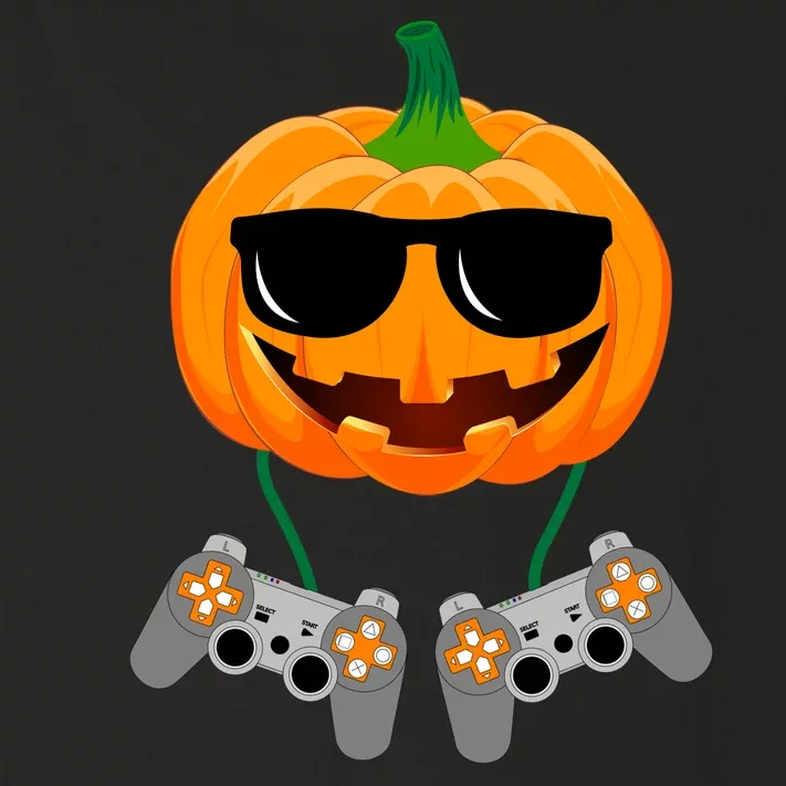 Cool Pumpkin Video Gamer Toddler Long Sleeve Shirt