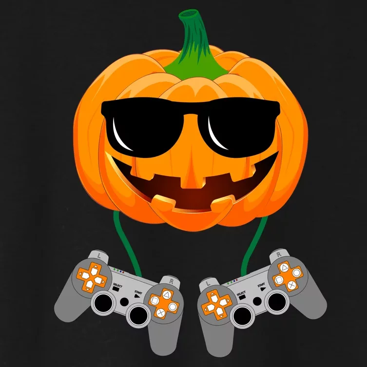 Cool Pumpkin Video Gamer Women's Crop Top Tee