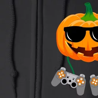 Cool Pumpkin Video Gamer Full Zip Hoodie