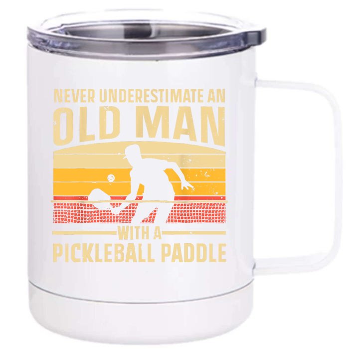 Cool Pickleball Vintage Paddle Pickleball Player Gift Front & Back 12oz Stainless Steel Tumbler Cup