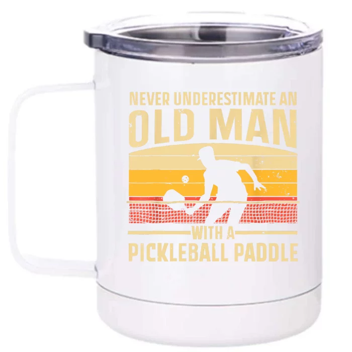 Cool Pickleball Vintage Paddle Pickleball Player Gift Front & Back 12oz Stainless Steel Tumbler Cup