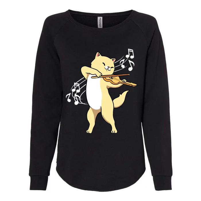 Cat Playing ViolinViolinist Womens California Wash Sweatshirt