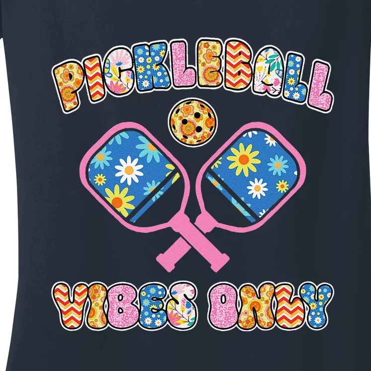 Cute Pickleball Vibes Only Women's V-Neck T-Shirt