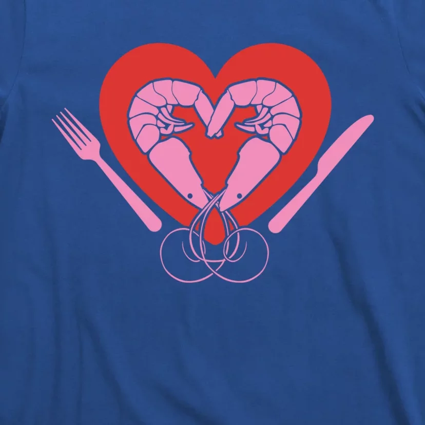 Cute Prawn Valentines Day Heart Shrimp Chef Fork Knife Gift T-Shirt