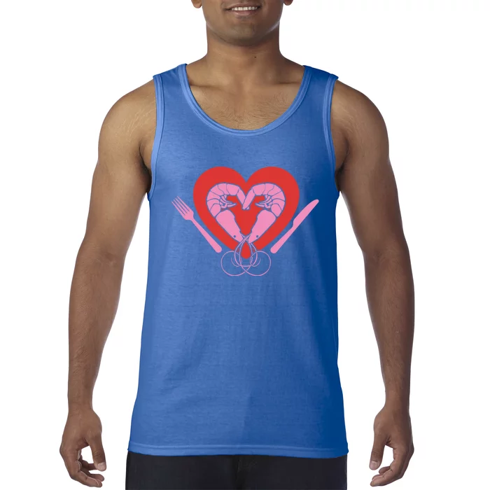 Cute Prawn Valentines Day Heart Shrimp Chef Fork Knife Gift Tank Top