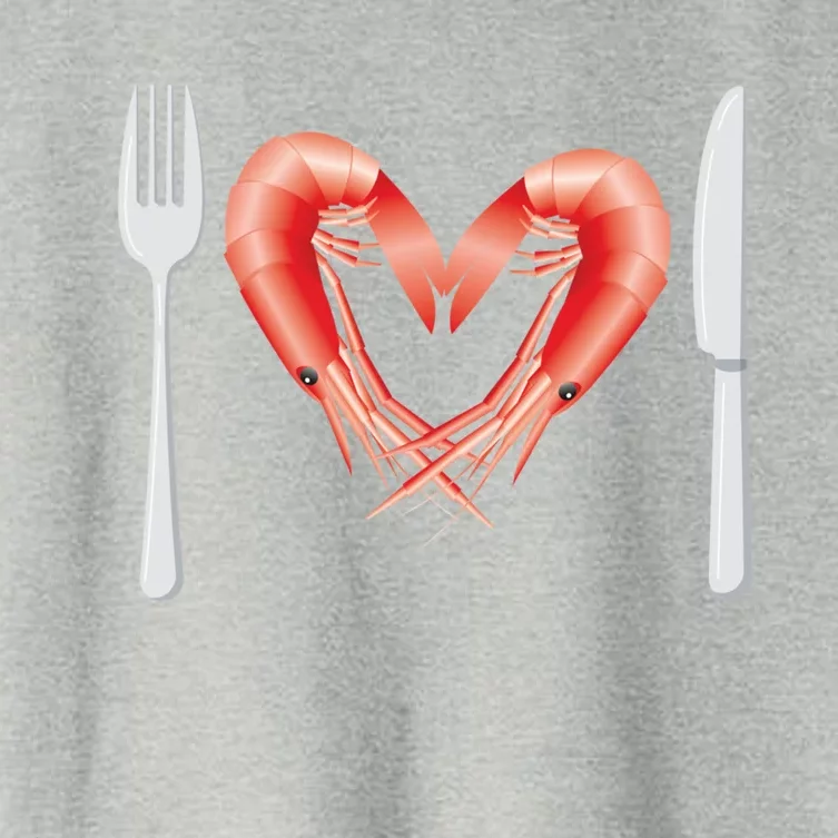 Cute Prawn Valentines Day Heart Shrimp Ocean Chef Fork Gift Funny Gift Women's Crop Top Tee