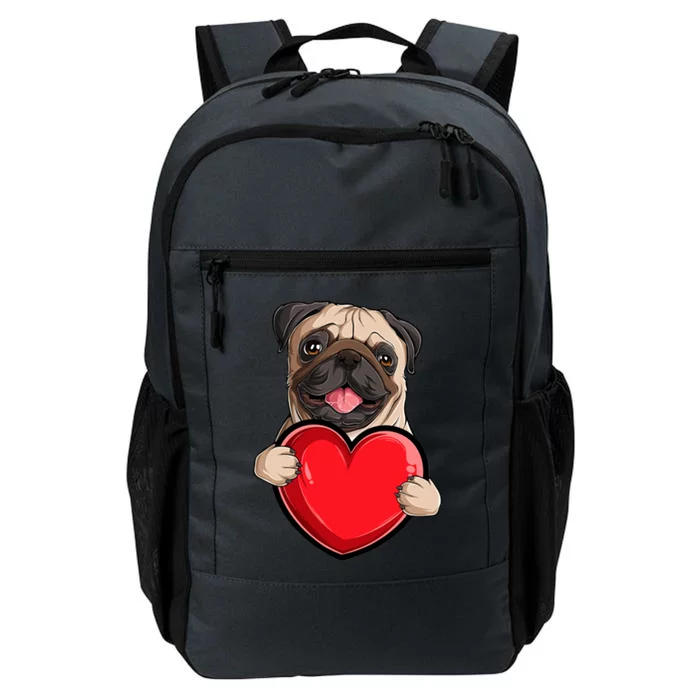 Cute Pug Valentines Day Heart Dog Lover Valentine Pug Dog Gift Daily Commute Backpack