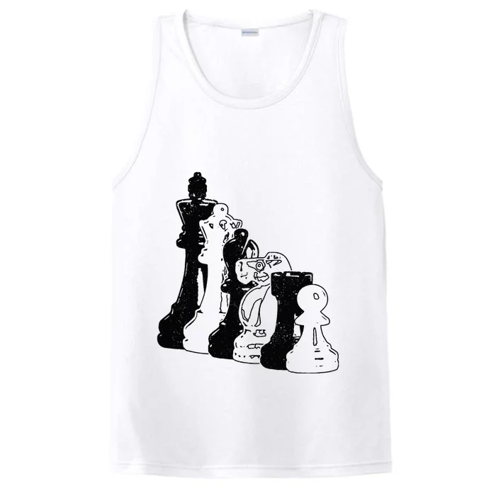 Chess Pieces Vintage Chess Player Performance Tank