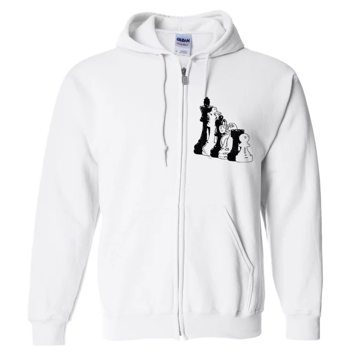 Chess Pieces Vintage Chess Player Full Zip Hoodie