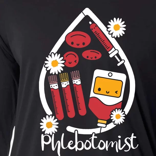 Cute Phlebotomist Veins Blood Phlebotomy Technician Cooling Performance Long Sleeve Crew