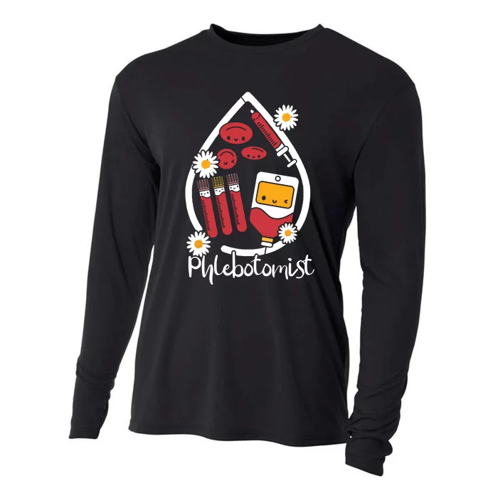 Cute Phlebotomist Veins Blood Phlebotomy Technician Cooling Performance Long Sleeve Crew