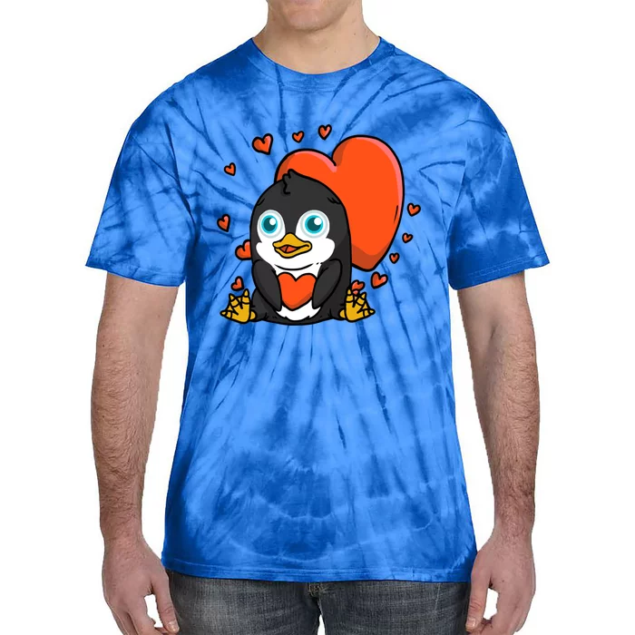 Cute Penguin With Hearts Penguin Lovers Valentine's Day Gift Tie-Dye T-Shirt