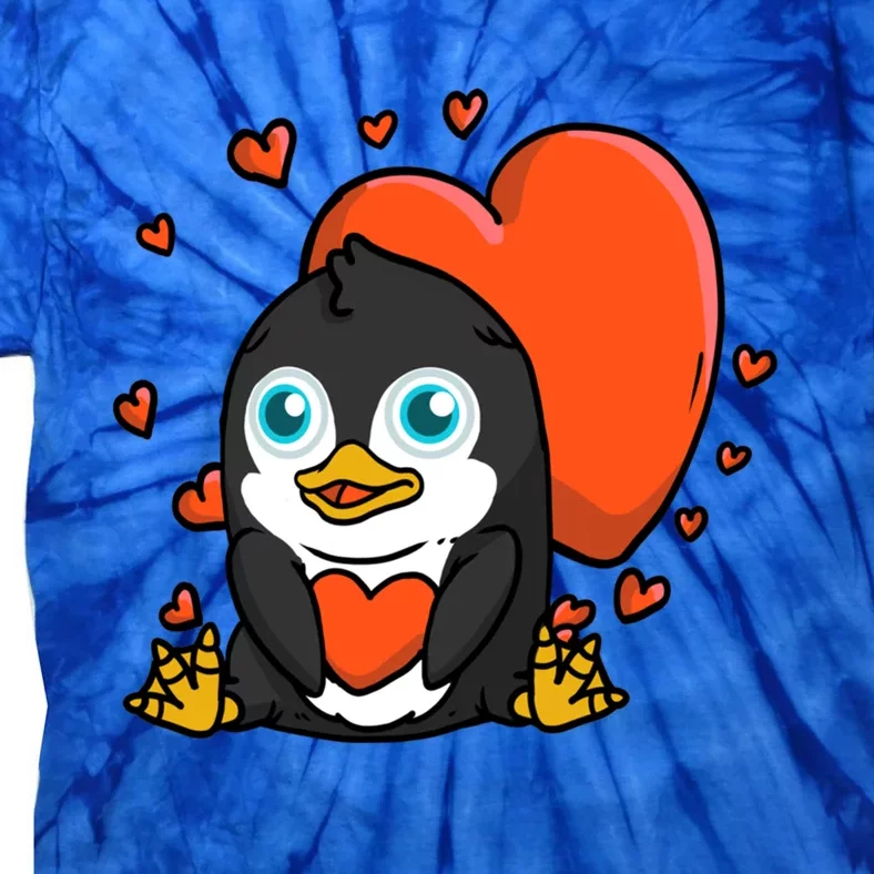 Cute Penguin With Hearts Penguin Lovers Valentine's Day Gift Tie-Dye T-Shirt