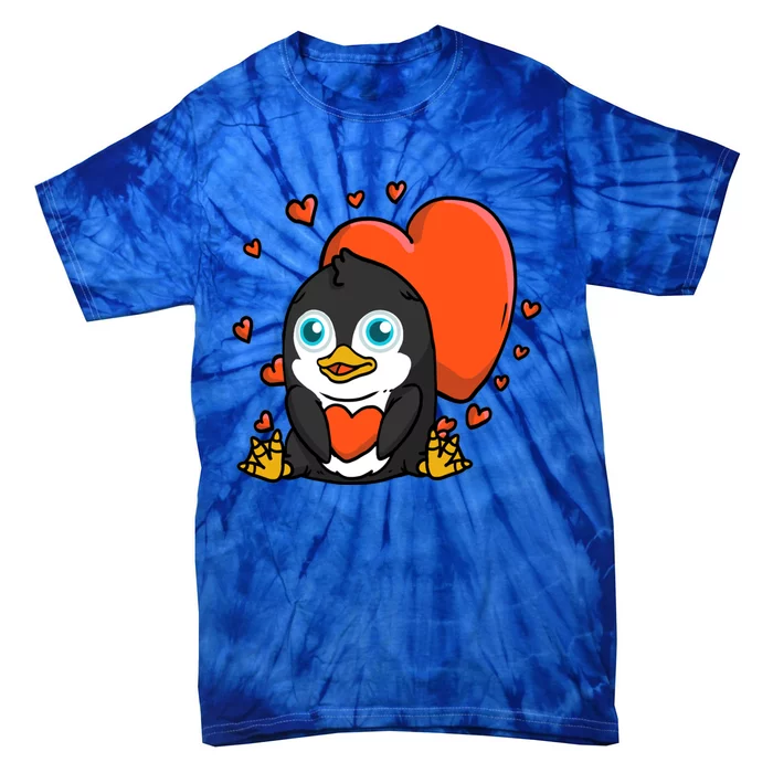 Cute Penguin With Hearts Penguin Lovers Valentine's Day Gift Tie-Dye T-Shirt