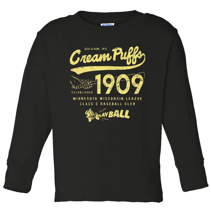 Cream Puffs Wisconsin Vintage Defunct Baseball Toddler Long Sleeve Shirt