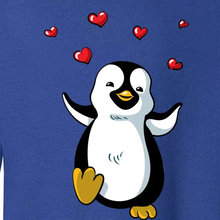 Cute Penguin With Red Hearts Valentines Day Meaningful Gift Toddler Sweatshirt