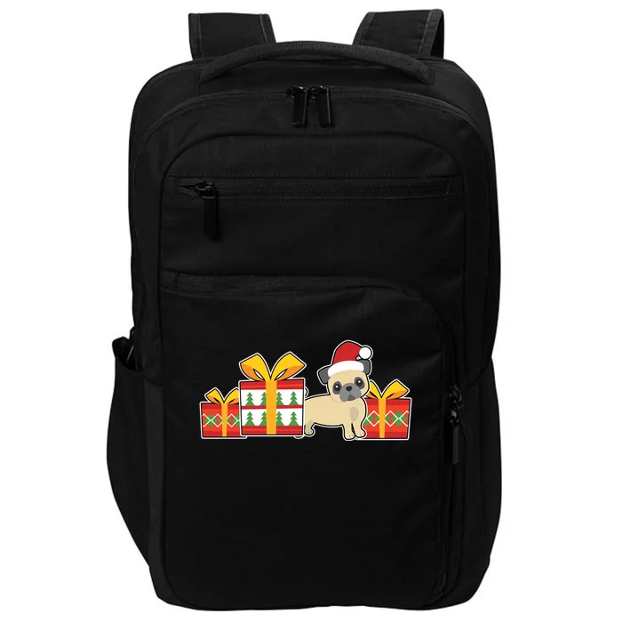 Cute Pug With Santa Hat Cute Christmas Pug Gift Impact Tech Backpack