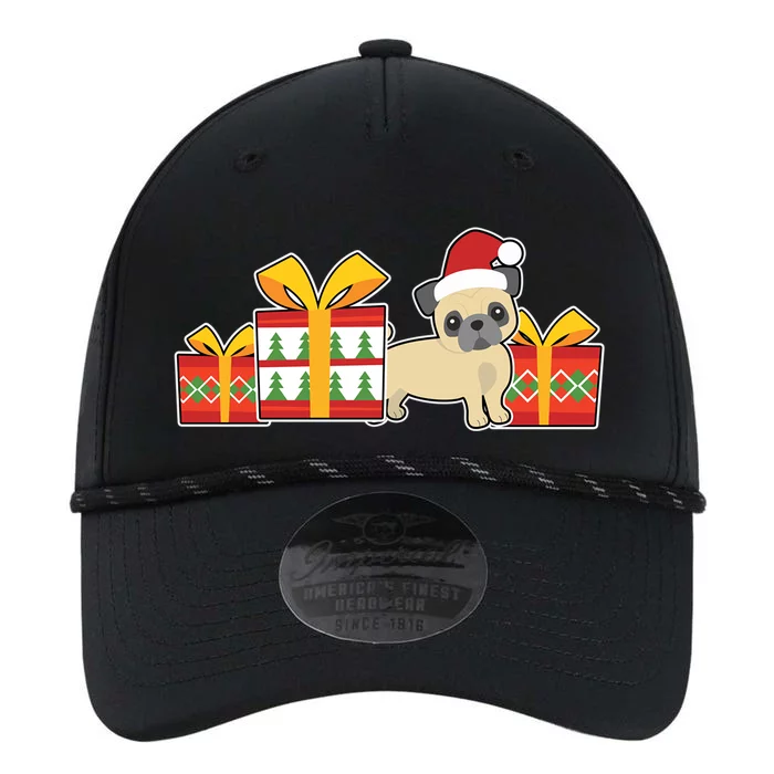 Cute Pug With Santa Hat Cute Christmas Pug Gift Performance The Dyno Cap