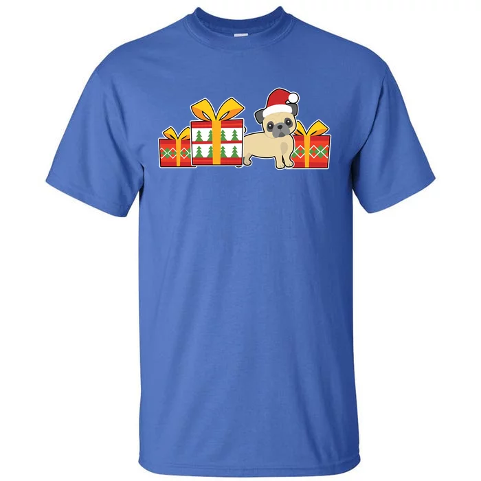 Cute Pug With Santa Hat Cute Christmas Pug Gift Tall T-Shirt