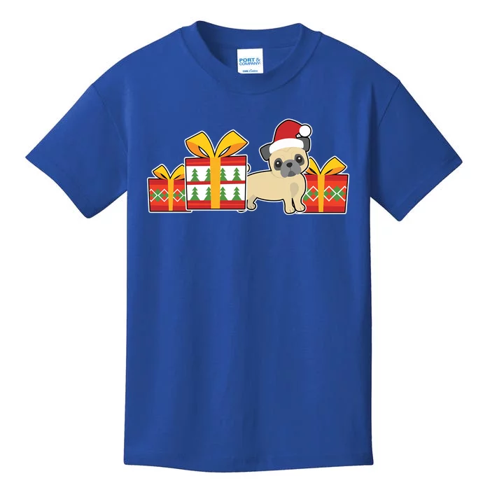 Cute Pug With Santa Hat Cute Christmas Pug Gift Kids T-Shirt