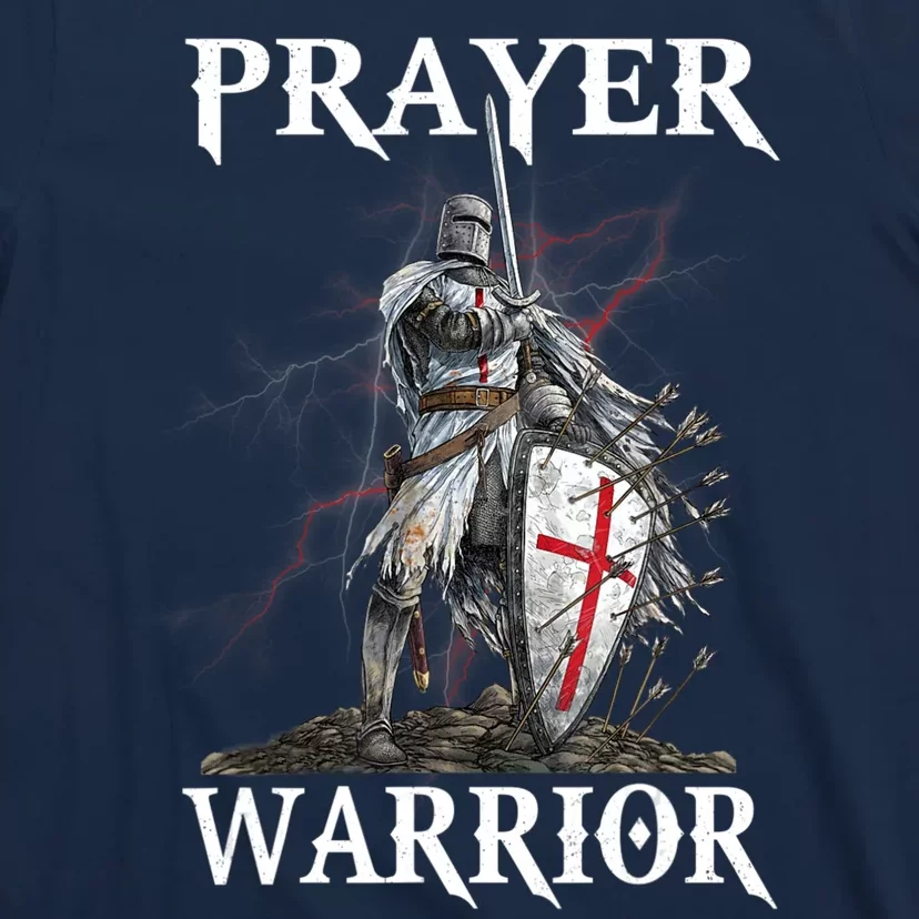 Christian Prayer Warrior Jesus Cross Religious Messages T-Shirt