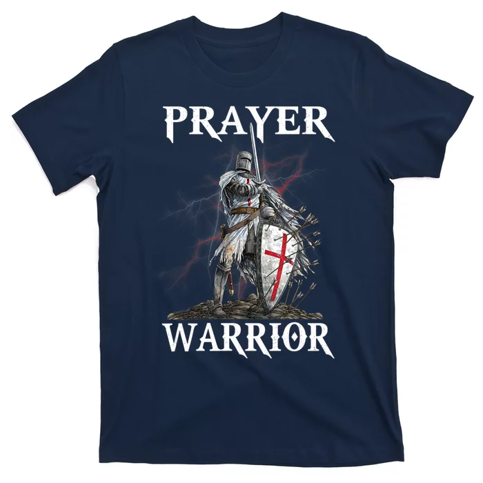 Christian Prayer Warrior Jesus Cross Religious Messages T-Shirt