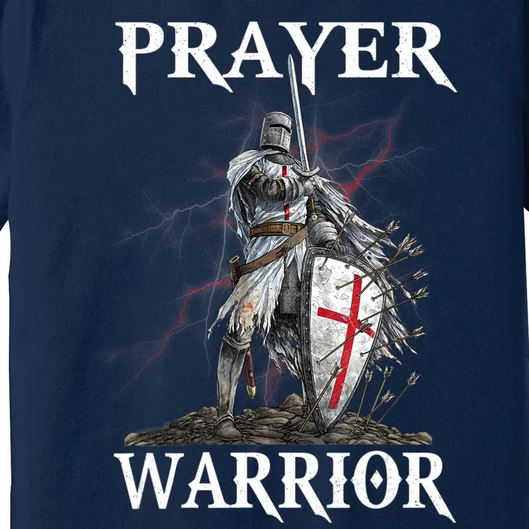 Christian Prayer Warrior Jesus Cross Religious Messages Premium T-Shirt