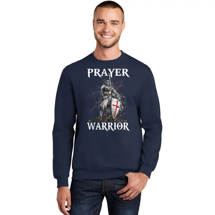 Christian Prayer Warrior Jesus Cross Religious Messages Tall Sweatshirt