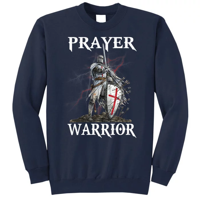 Christian Prayer Warrior Jesus Cross Religious Messages Tall Sweatshirt