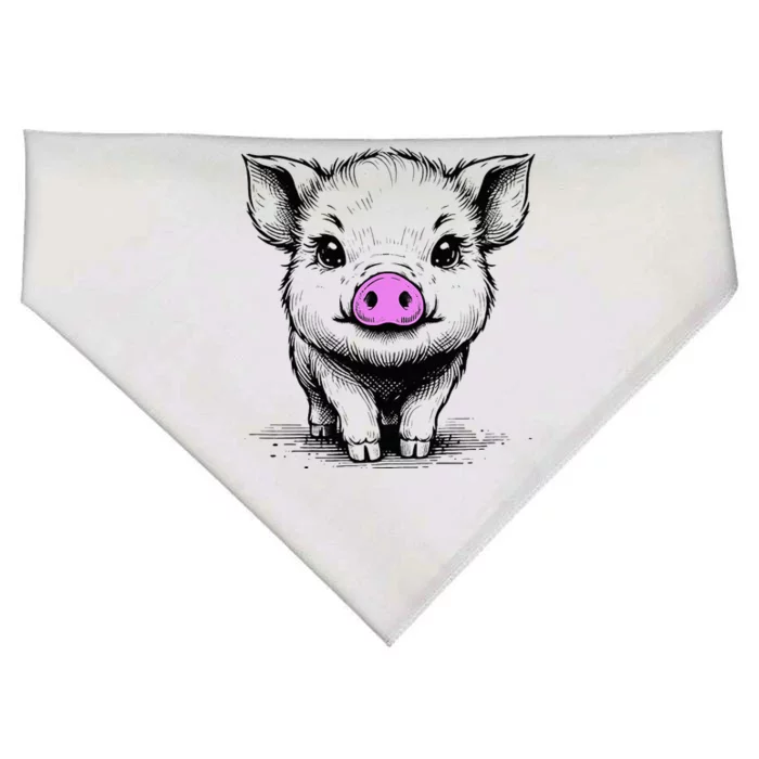 Cute Pig With Nose Drawing USA-Made Doggie Bandana