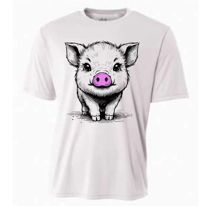 Cute Pig With Nose Drawing Cooling Performance Crew T-Shirt