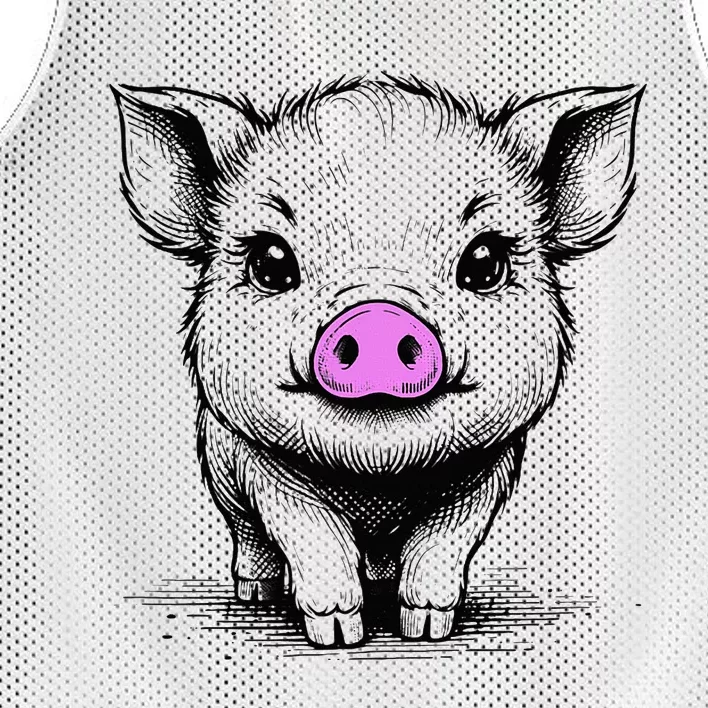 Cute Pig With Nose Drawing Mesh Reversible Basketball Jersey Tank