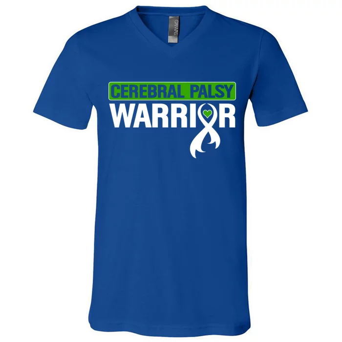 Cerebral Palsy Warrior Cp Green Ribbon Awareness Support Cute Gift V-Neck T-Shirt