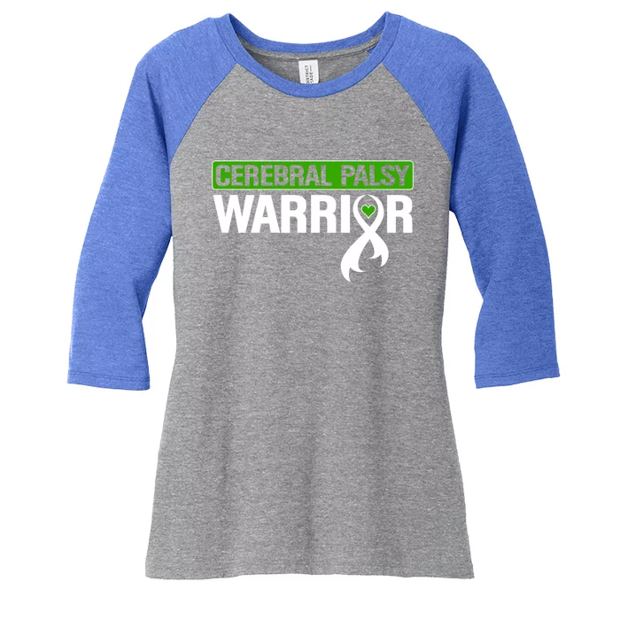 Cerebral Palsy Warrior Cp Green Ribbon Awareness Support Cute Gift Women's Tri-Blend 3/4-Sleeve Raglan Shirt