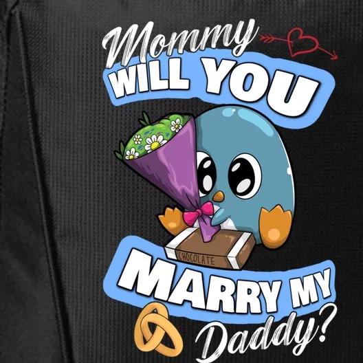 Cute Penguin Wedding Offer Mommy Will You Marry My Daddy Gift City Backpack