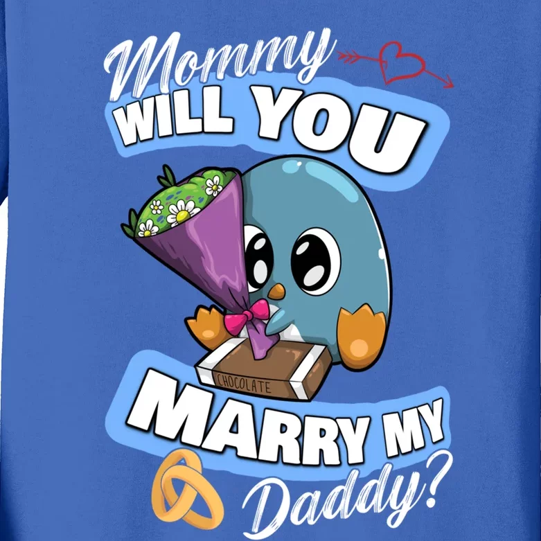 Cute Penguin Wedding Offer Mommy Will You Marry My Daddy Gift Kids Long Sleeve Shirt